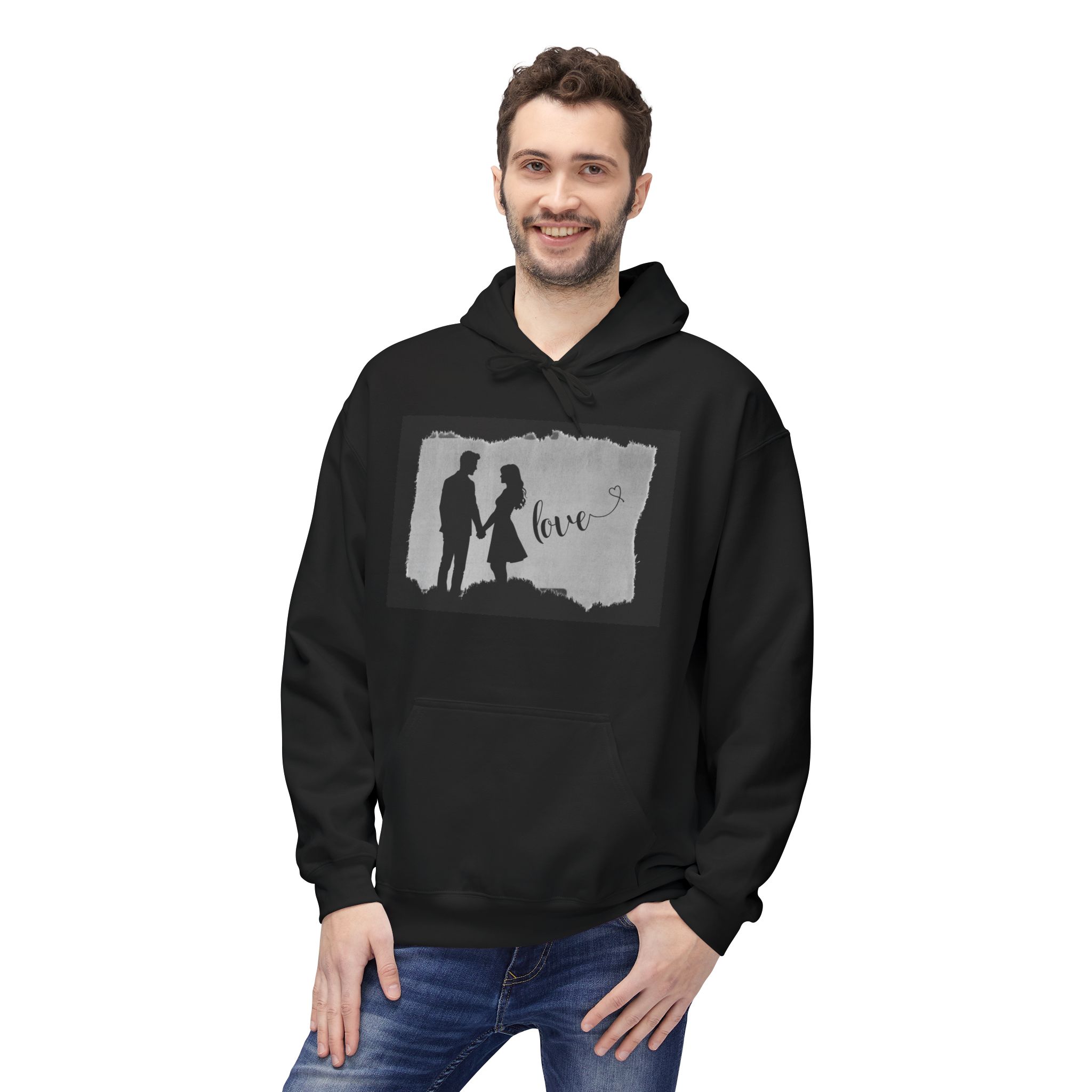 Silhouette Couple Holding Hands Hoodie - view 2