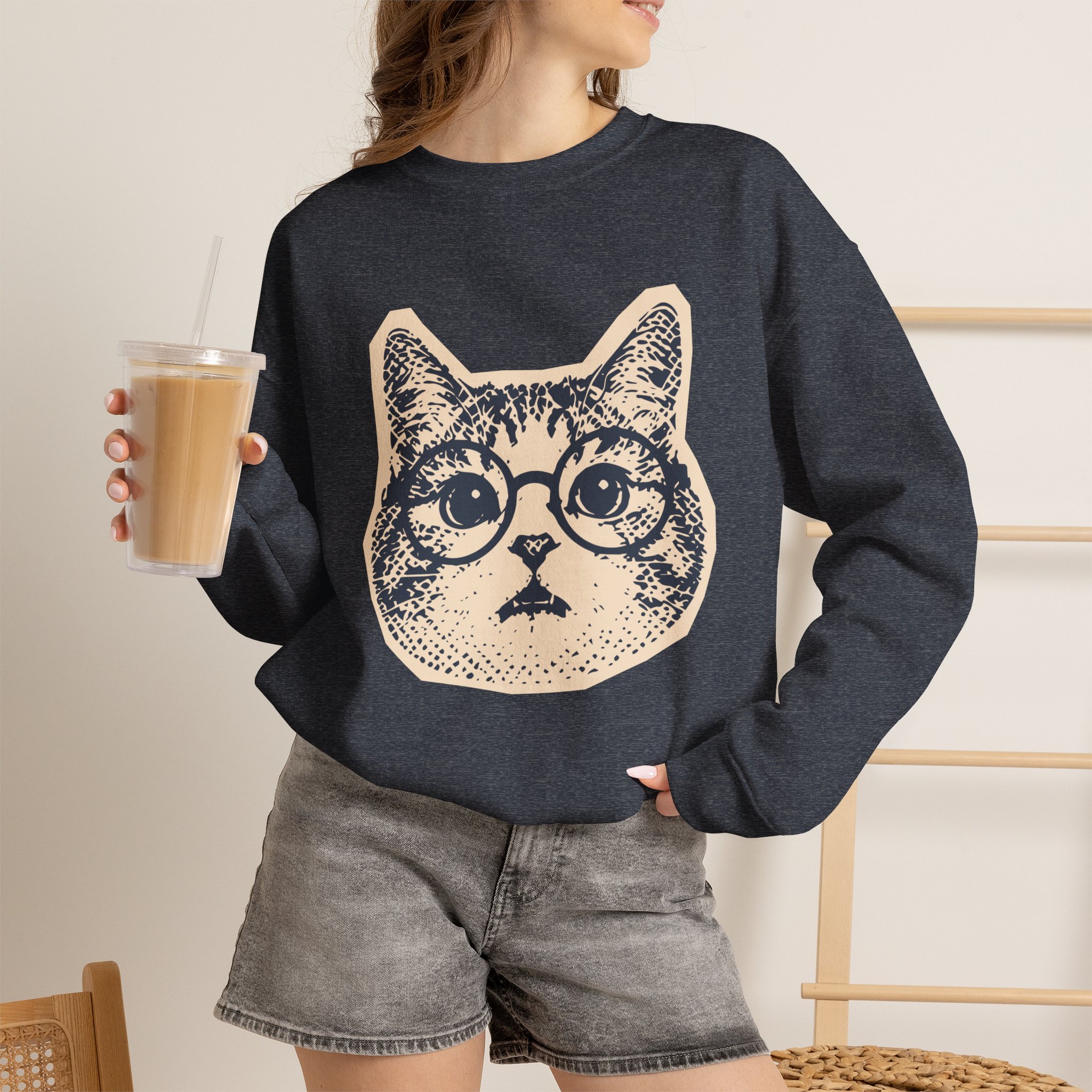 Vintage Cat with Glasses sweatshirt