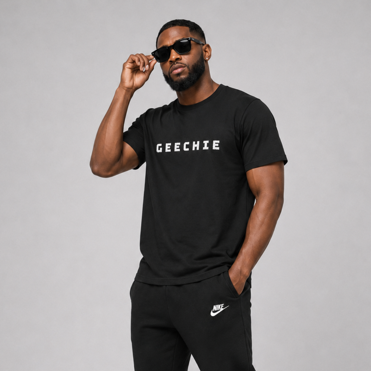GEECHIE Embroidered | Unisex Heritage Tee — Black