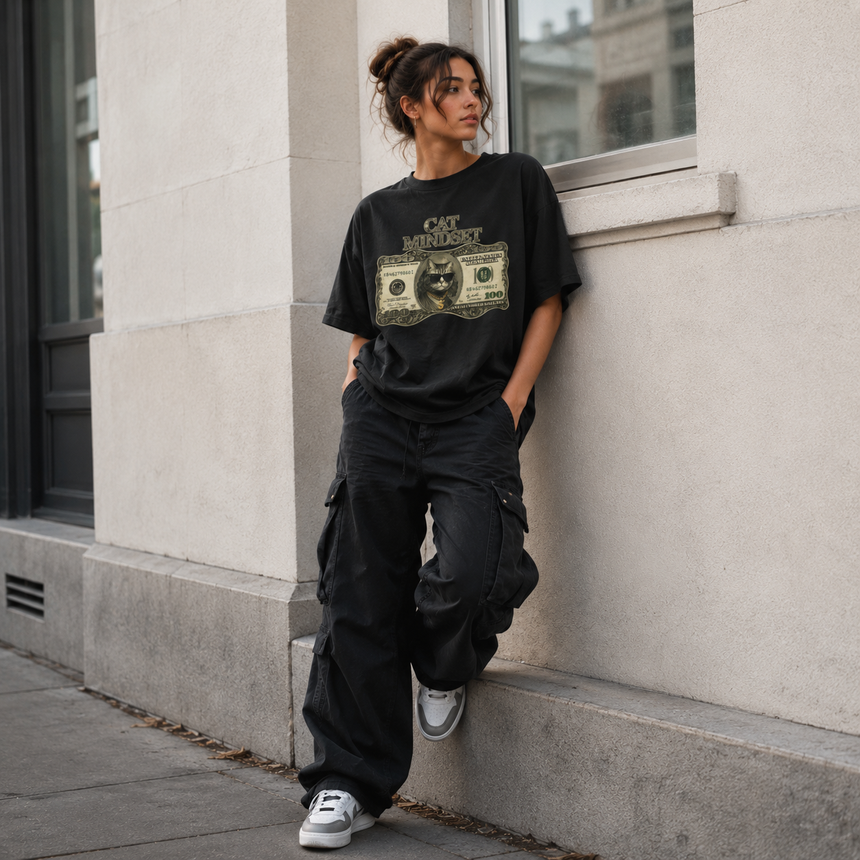 Cat Money T-Shirt — Dollar Bill Cat Graphic Tee | Premium Urban Streetwear