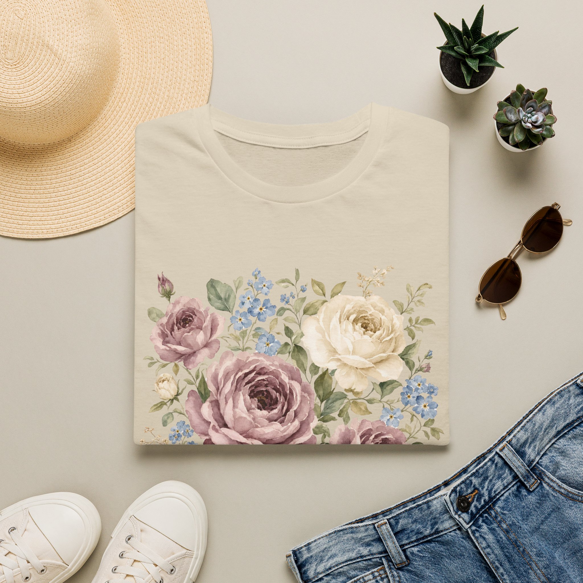 Vintage Watercolor Roses T-Shirt