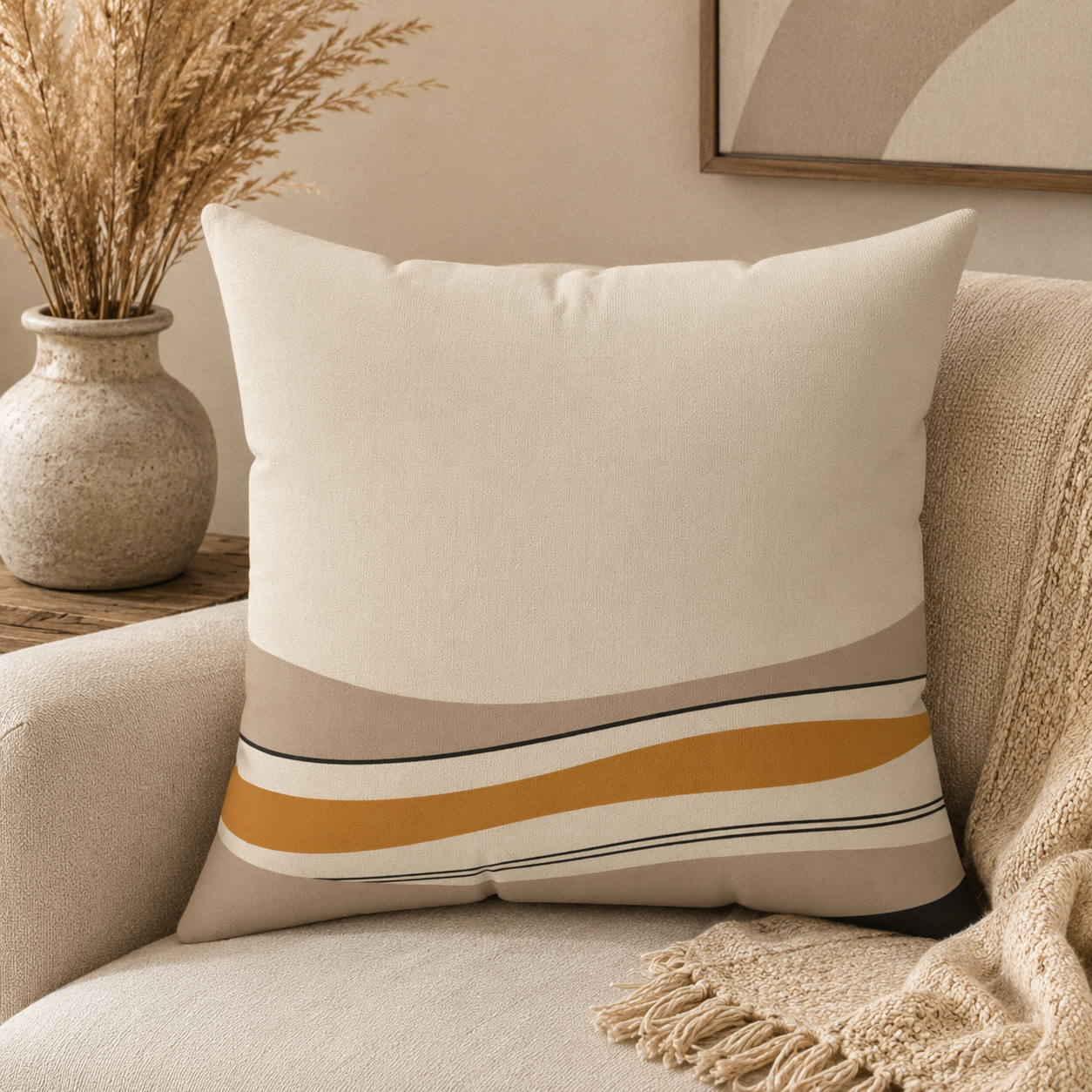 Golden Botanica Square Pillow mockup 2