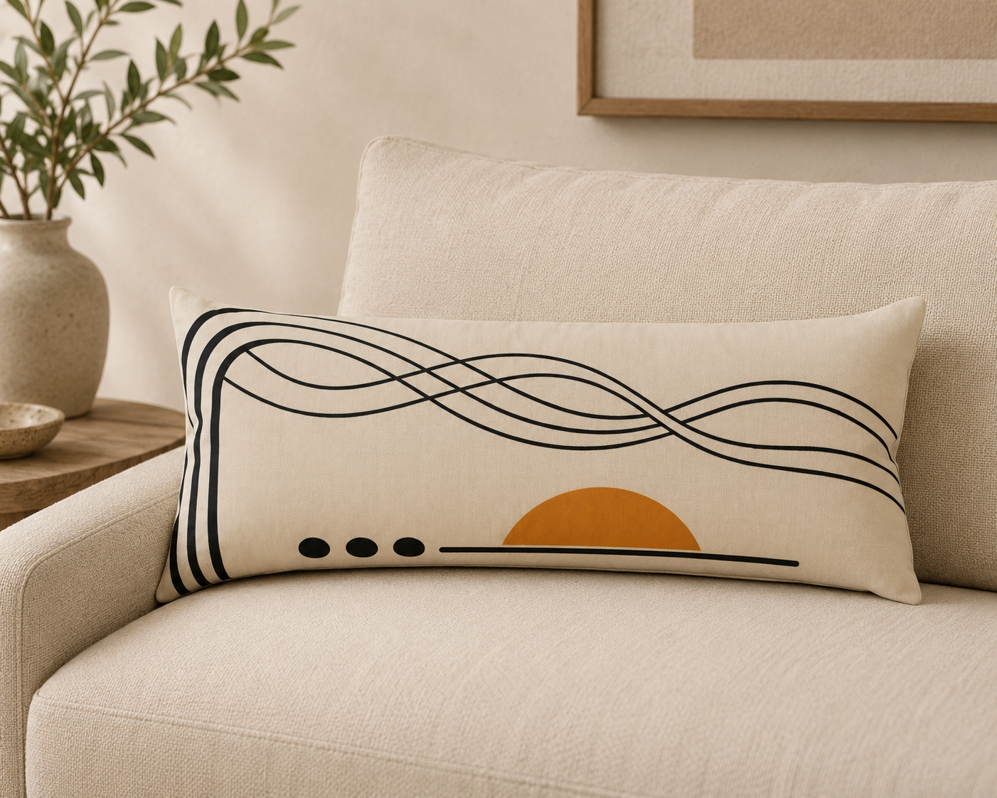 Golden Botanica Long Lumbar Pillow mockup 1