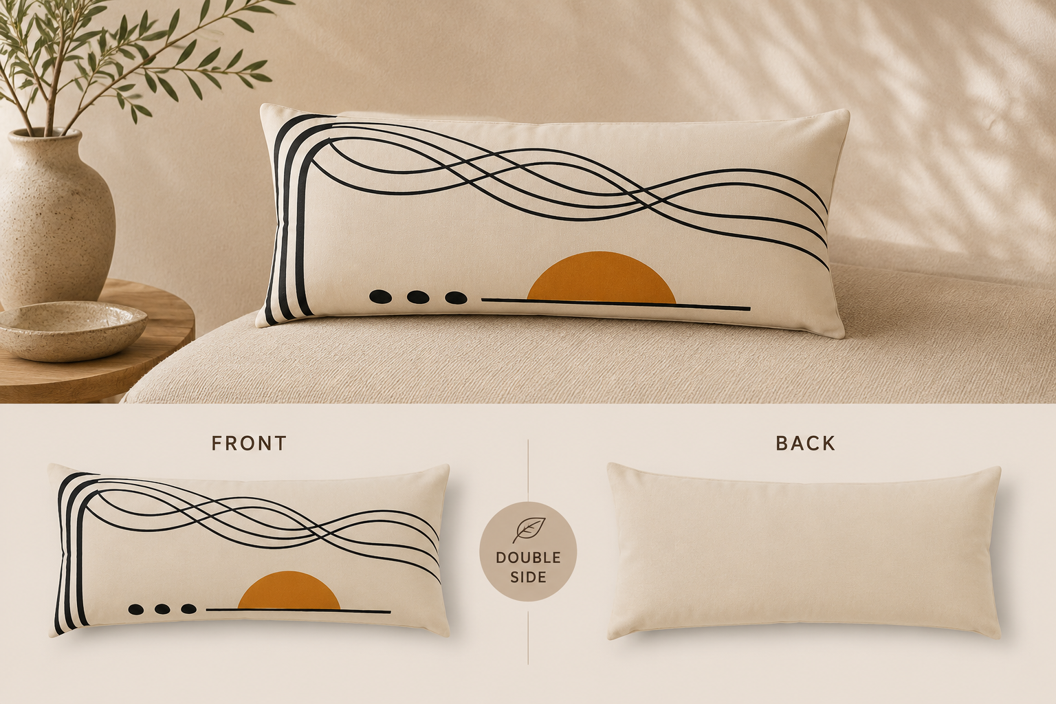 Golden Botanica Long Lumbar Pillow mockup 4