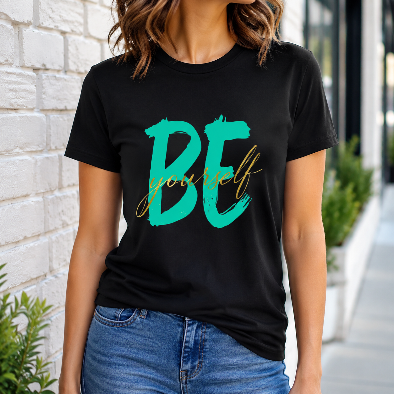 BE Yourself Brushstroke T‑Shirt — Inspirational Casual Graphic Tee