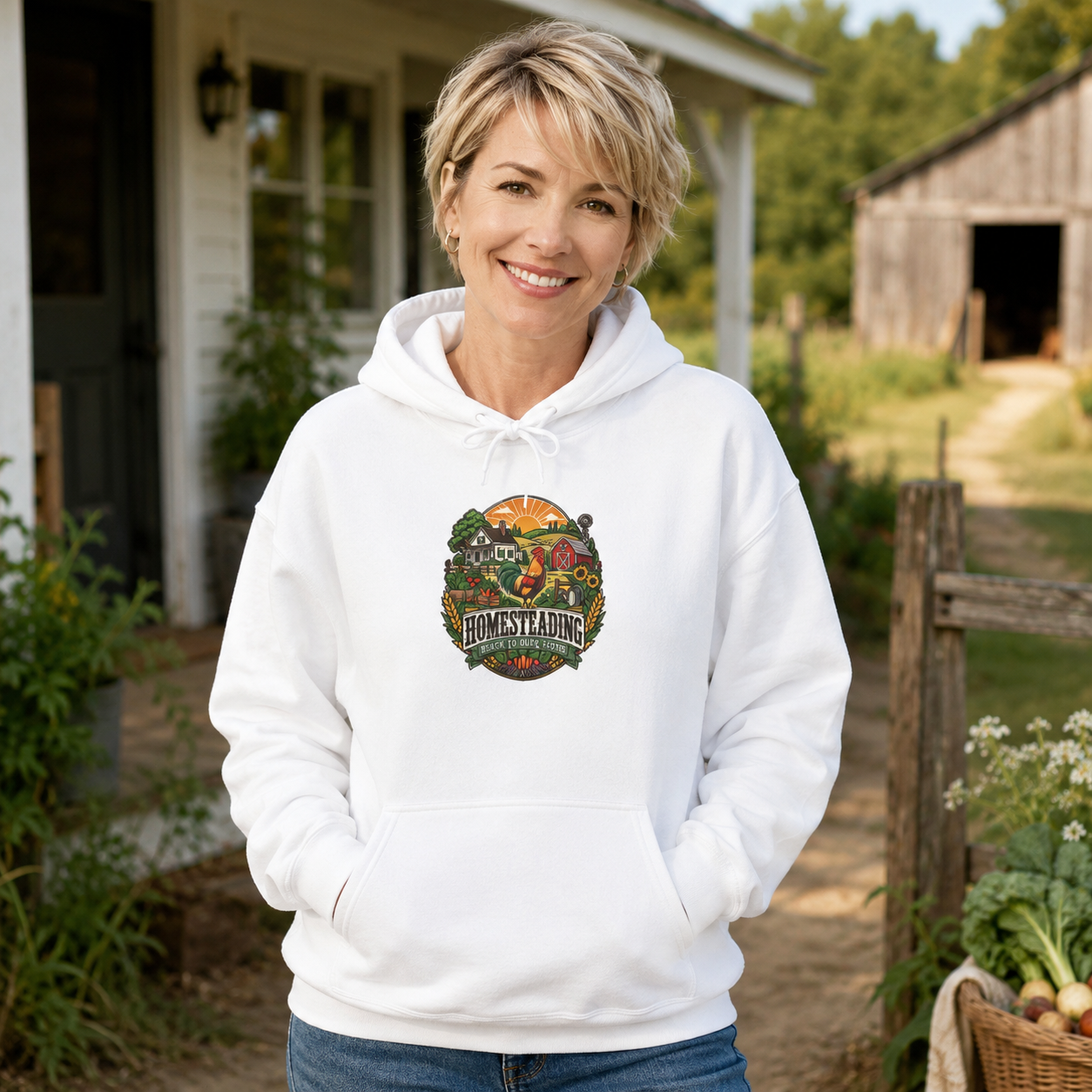 Homesteading Sweatshirt Rooted in Simple Living Rooster Farmhouse Shirt Country Farm Life Gift Chicken Lover Crewneck Cottagecore Apparel
