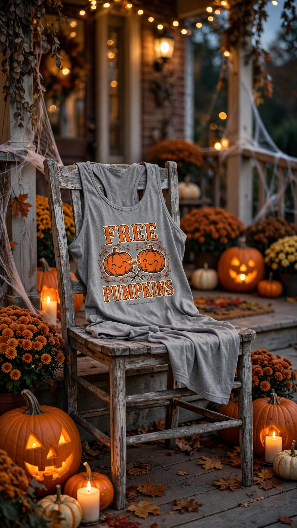 Free the Pumpkins Fall-Themed Racerback Tank Top for Women | Cute Pumpkin Design |Halloween and Thanksgiving Apparel 
