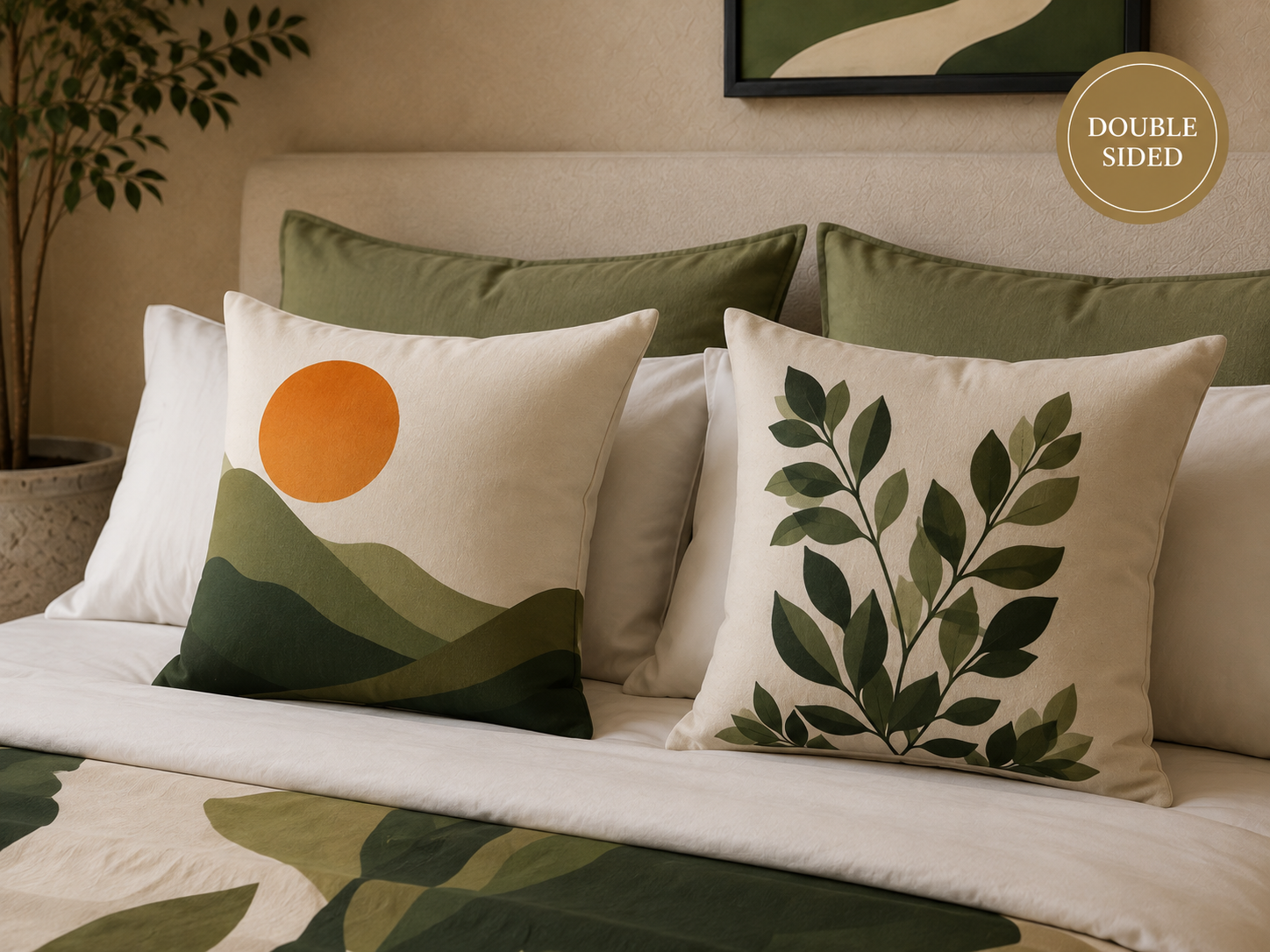 Abstract Mountain Landscape Pillow mockup 1