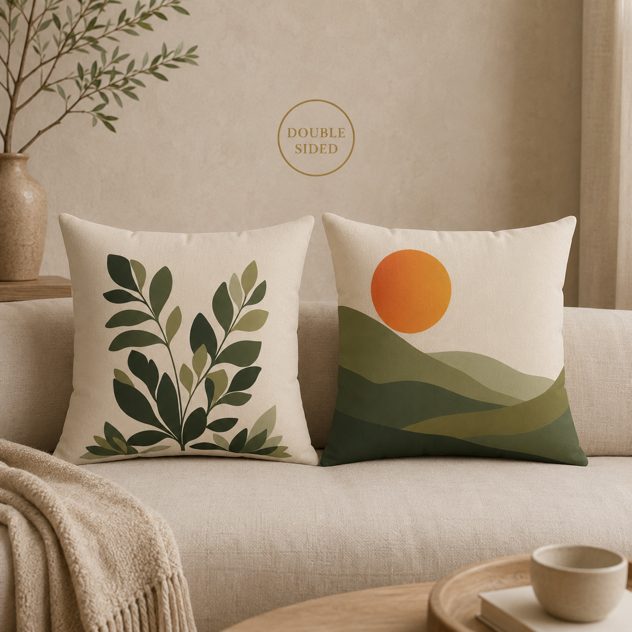 Abstract Mountain Landscape Pillow mockup 4