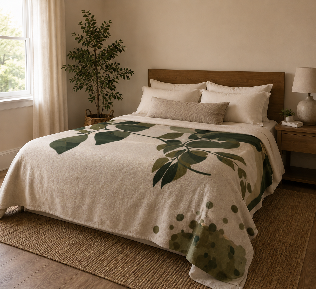 Abstract Botanical Landscape Blanket mockup 1