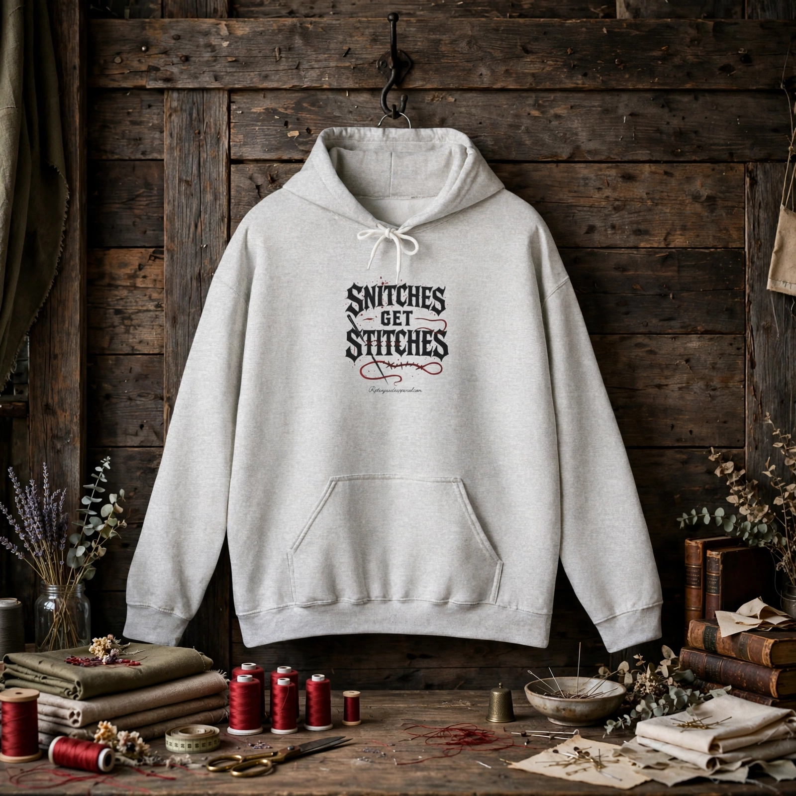 Snitches Get Stitches Humor Hoodie - Heavy Blend Sweatshirt, Gift ideas, Vintage Style, Casual