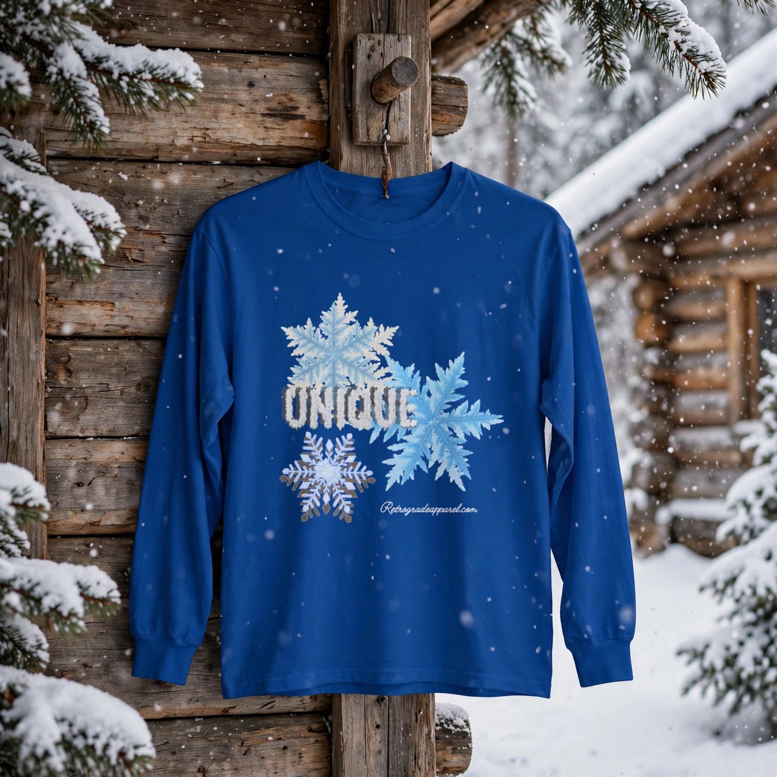 Unique Snowflake Long-Sleeve T-Shirt, Winter Graphic Tee with Frosty Vibes