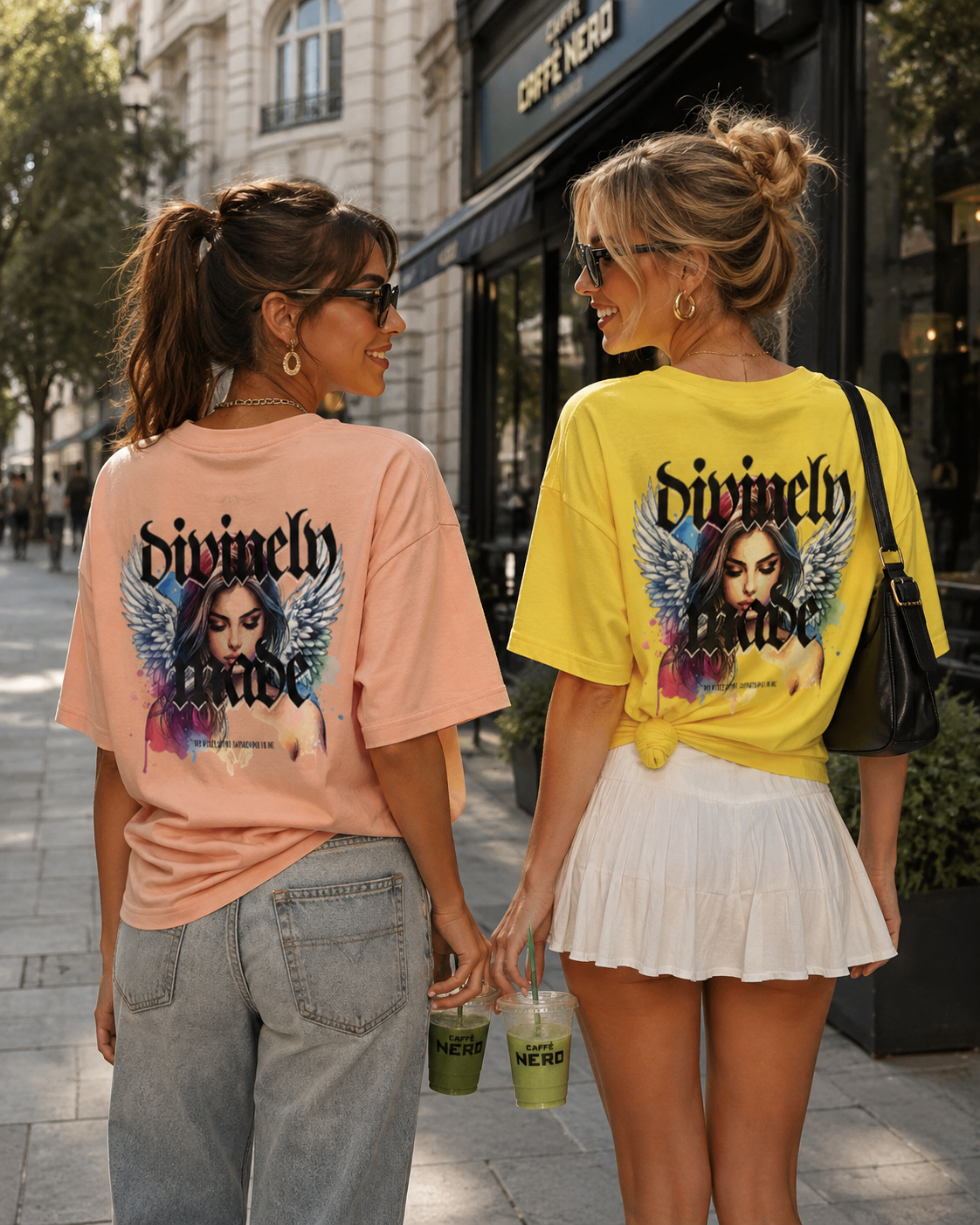 Divinely Made Angel Wings Graphic T-Shirt | Oversized Streetwear Tee 