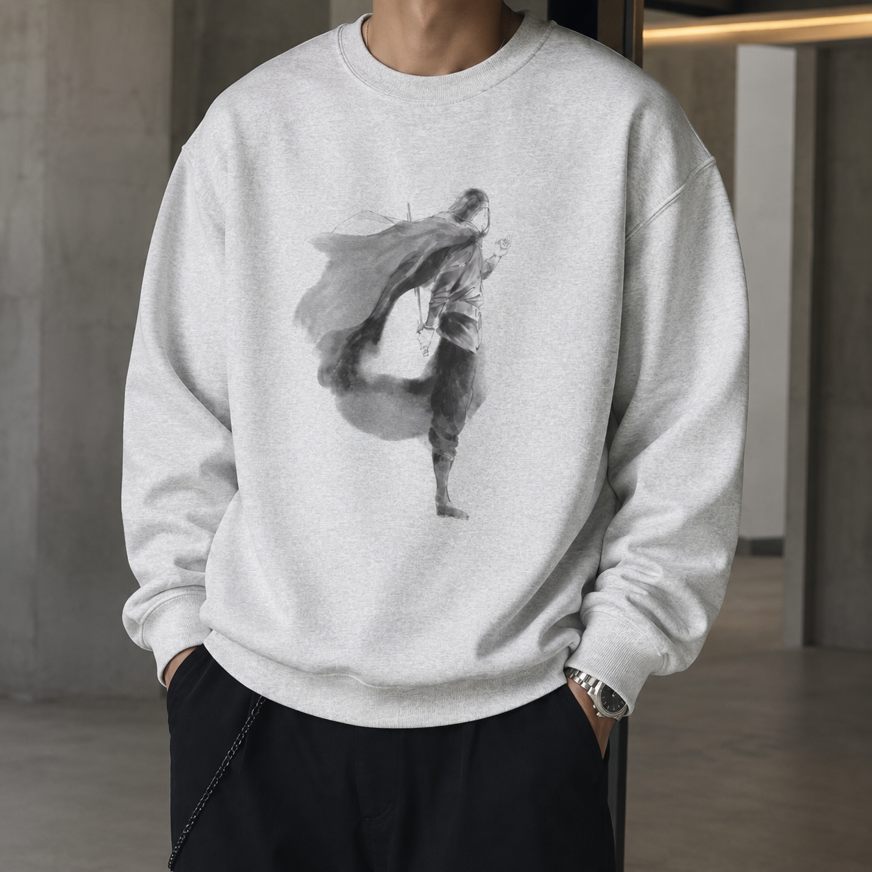 Watercolor Samurai Illustration Sweatshirt