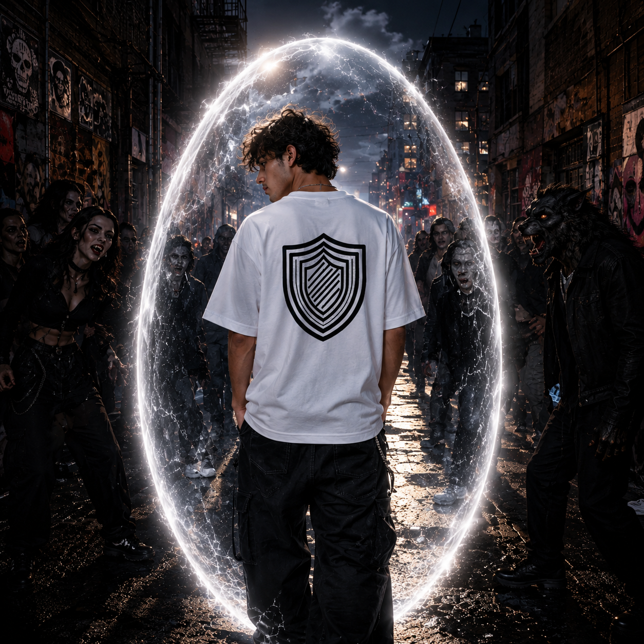 Guardian Shield Emblem Tee | Symbol of Protection, Inner Strength & Sacred Energy | Minimalist Back Graphic T-Shirt