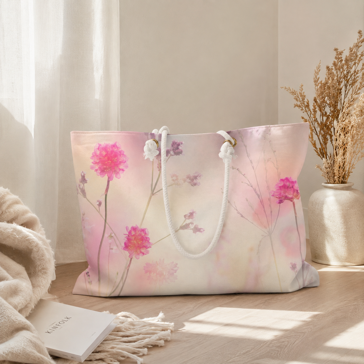 Pink Wildflower Meadow Weekender Bag