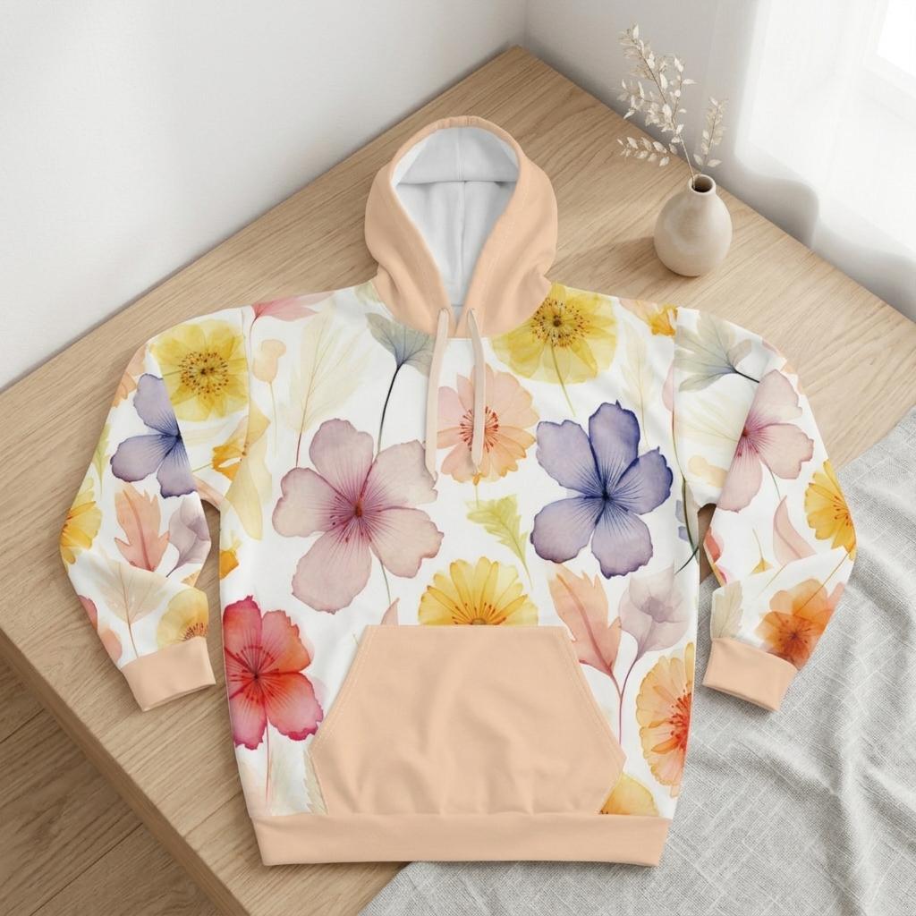 Watercolor Floral Pattern Hoodie