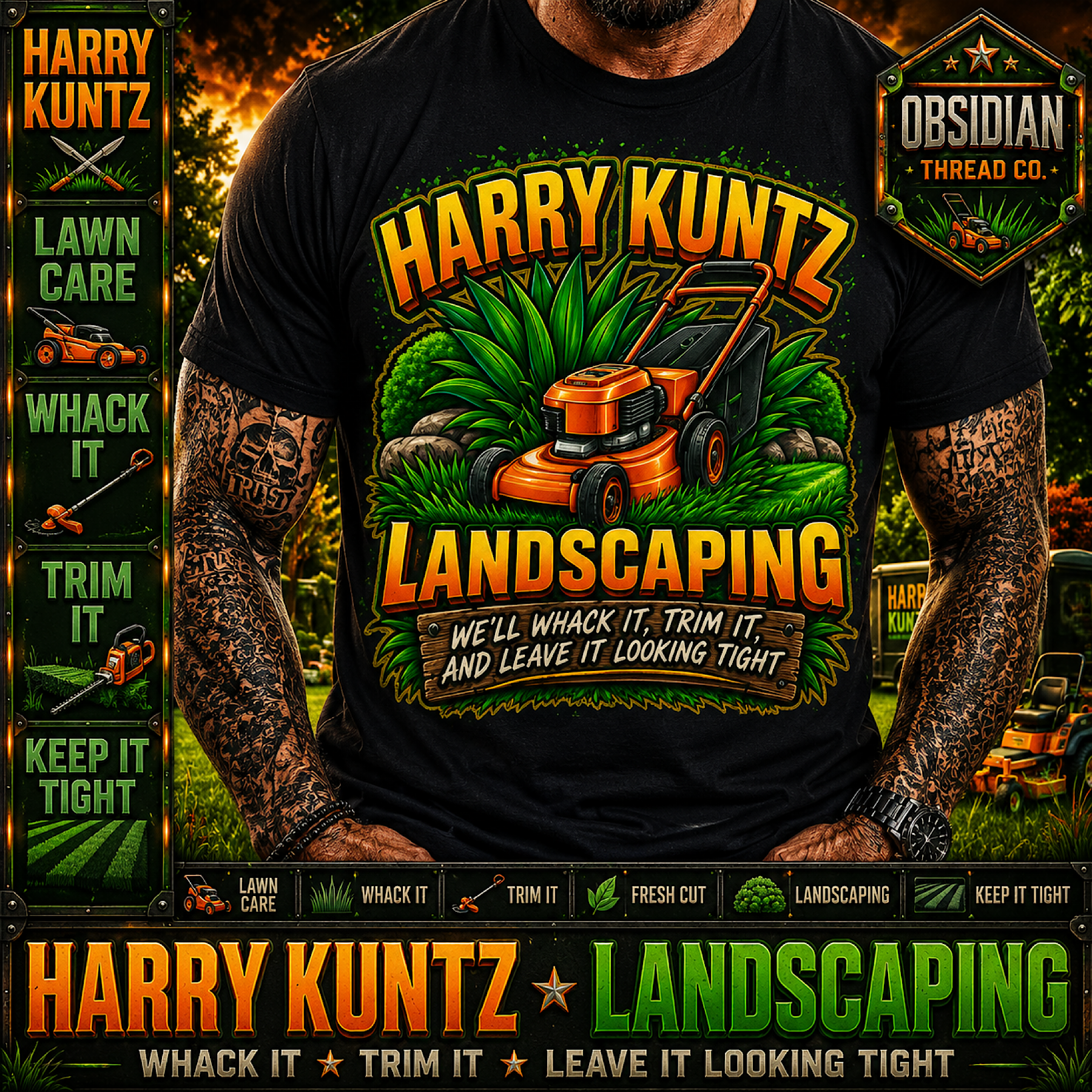 Harry Kuntz Landscaping Funny Lawn Care Mowing Gardener Gag Gift T-Shirt product preview