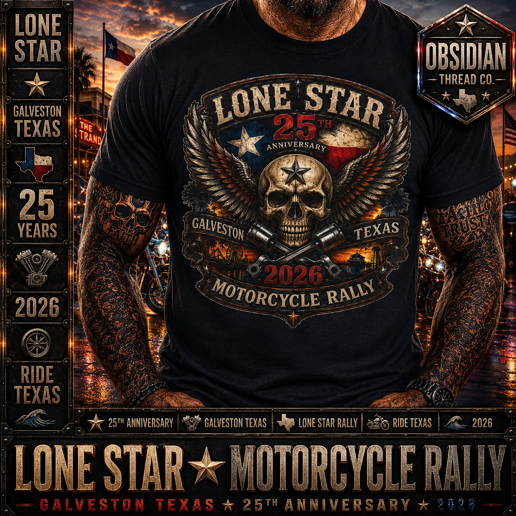 Lone Star Rally 2026 Galveston Texas 25th Anniversary Motorcycle Shirt No Harley product preview
