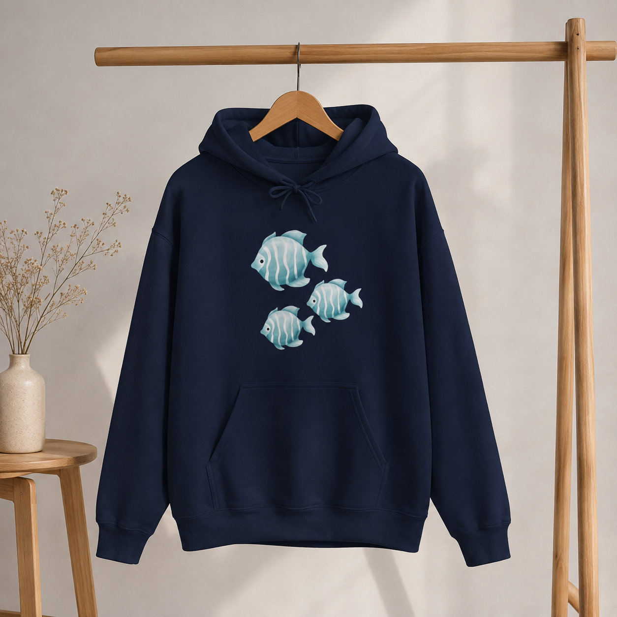 Blue Tropical Fish and Jellyfish Hoodie