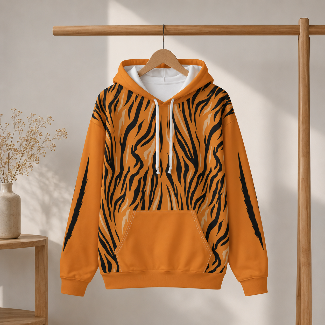 Tiger Stripe Allover Print Hoodie