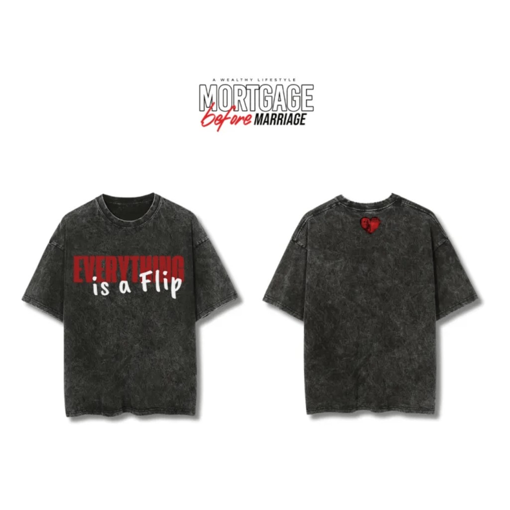 Everything is a Flip T-shirt | Text Front, Red Photo Heart Back