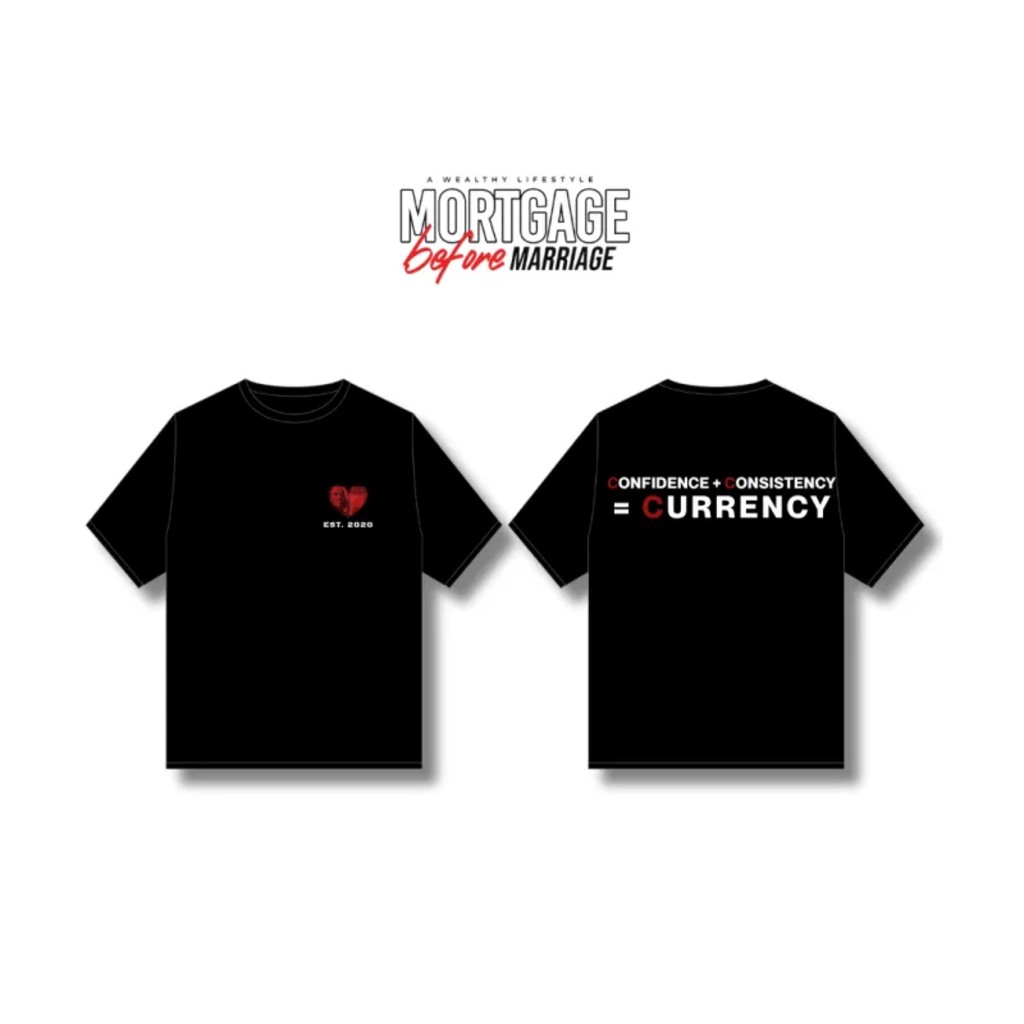 Confidence + Consistency = Currency T-shirt | EST. 2020 Heart Chest Design