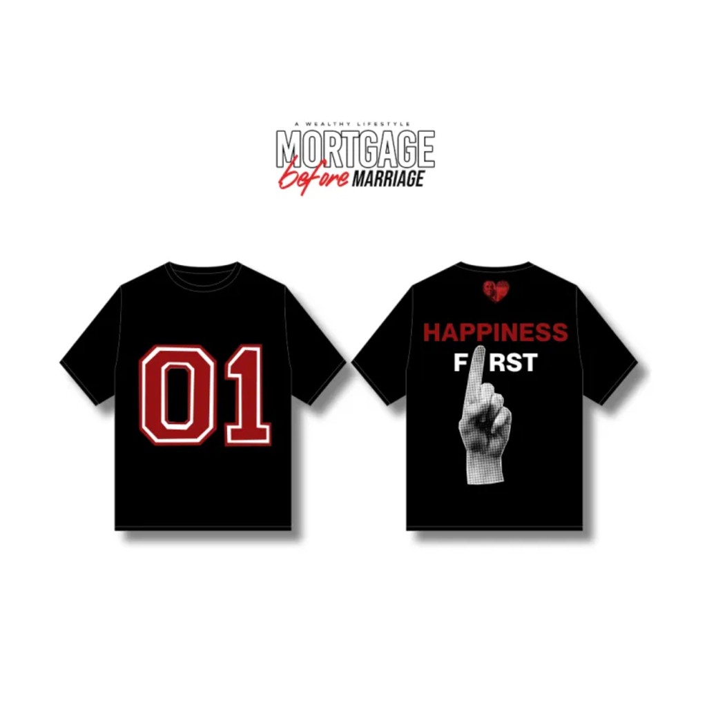 Happiness First graphic T-shirt | 01 varsity number tee