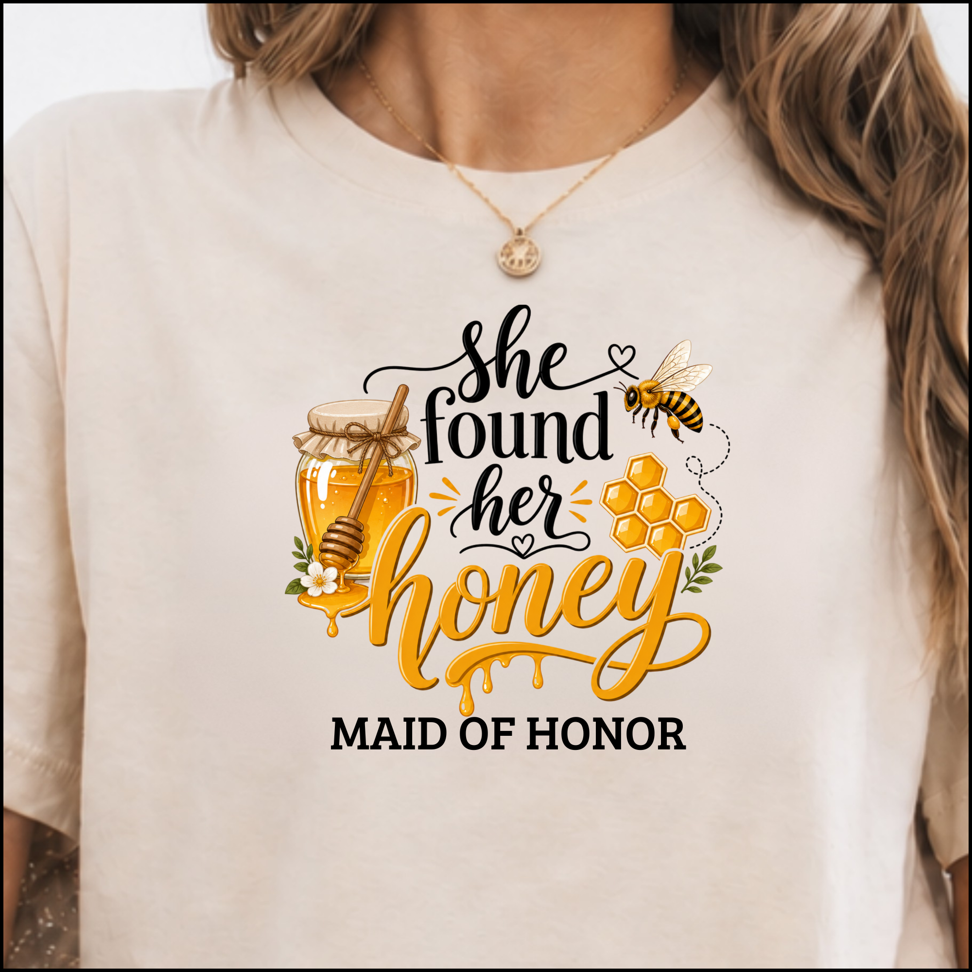 She Found Her Honey Personalized Bridesmaid Proposal Shirts, Bachelorette Shirts, Bridal Party Shirt, Bride Wedding Gift, Triche Treasures – White, S