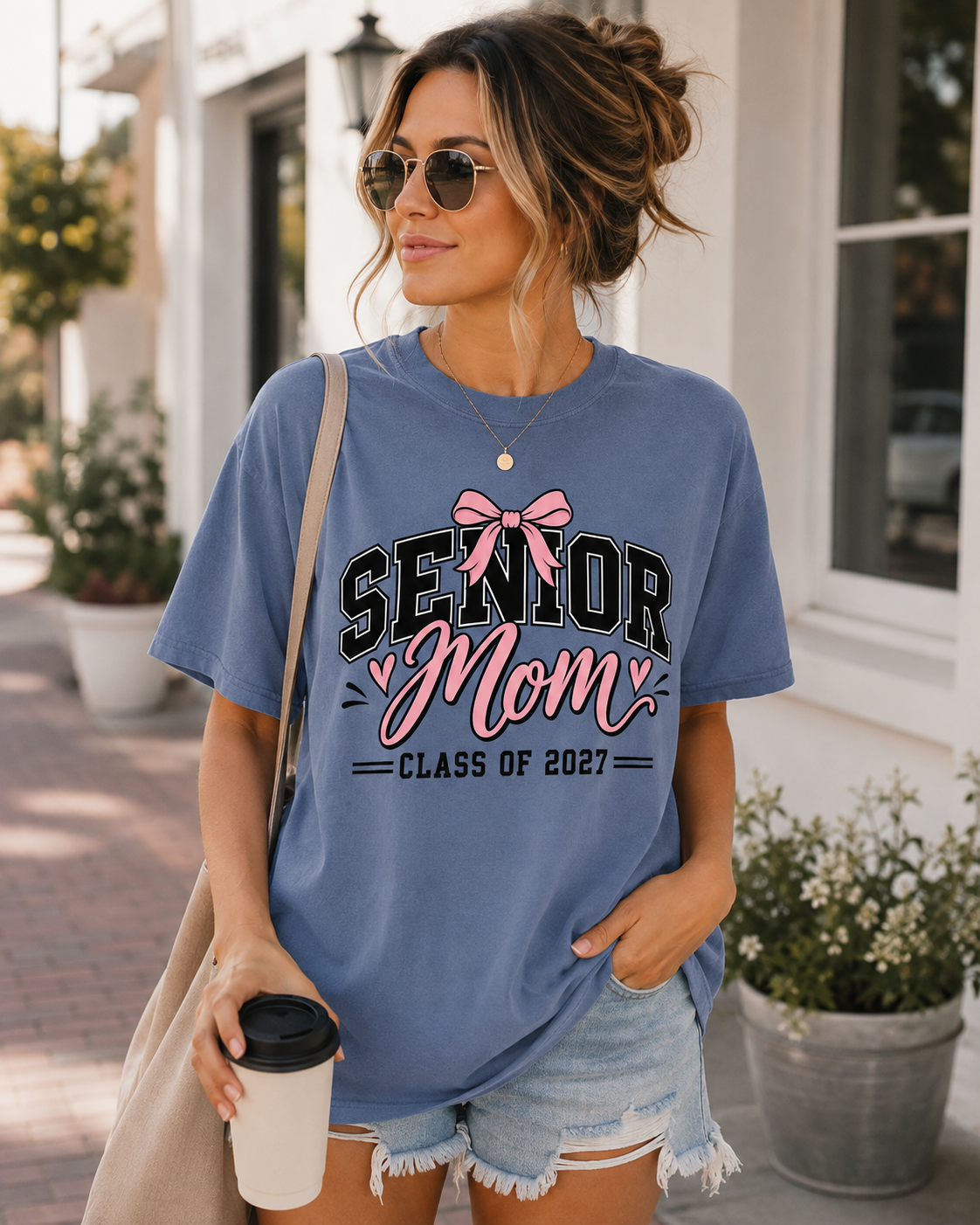 Senior Mom Shirt 2027, Class of 2027 Mom Tee, Coquette Senior Mom Shirt, Comfort Colors Senior Year Mom Gift product thumbnail image