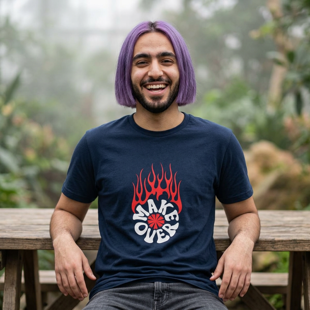 Flaming Makeovers Tee — Red Flame Skull Logo