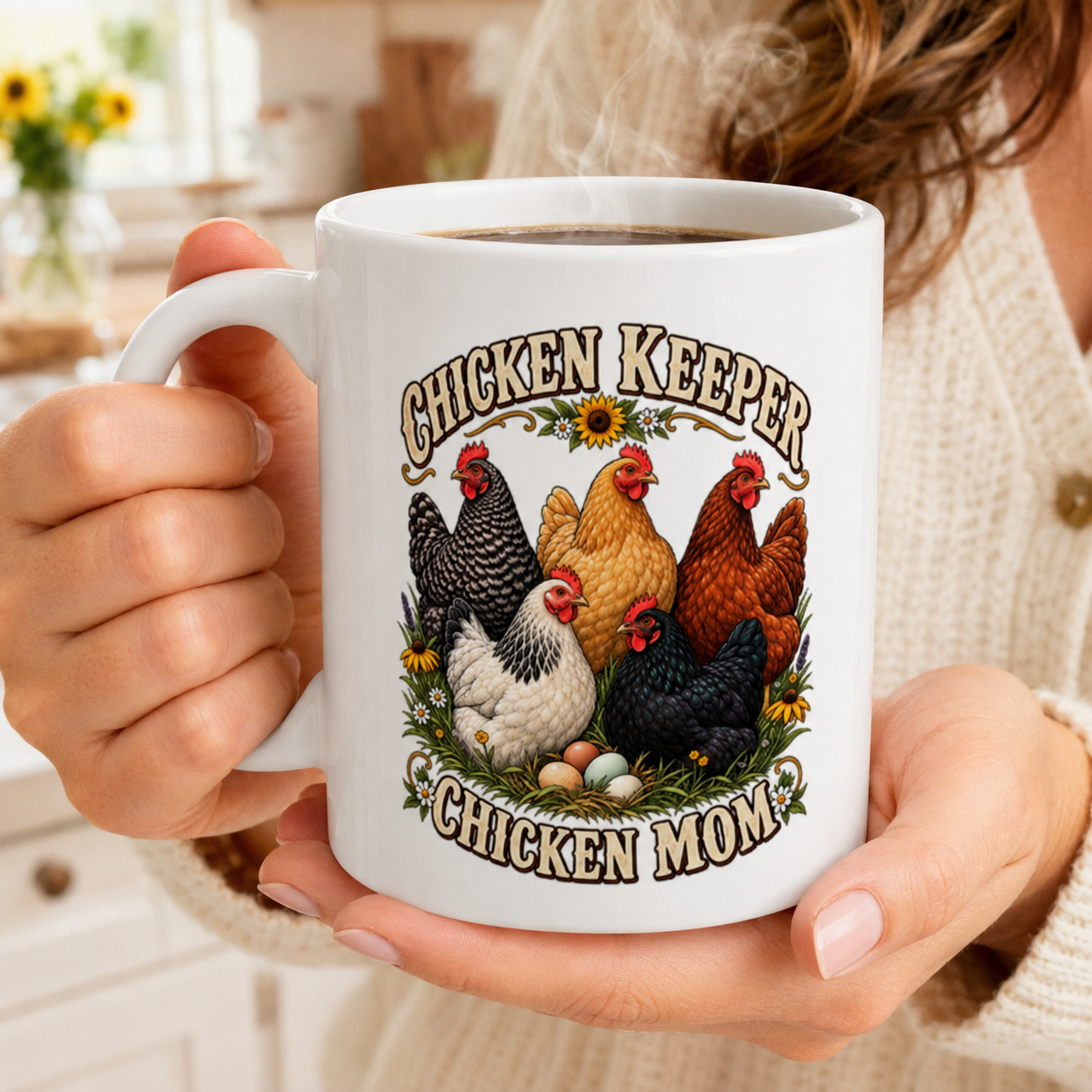 Chicken Mom Coffee Mug, Chicken Keeper Gift for Backyard Hen Lovers