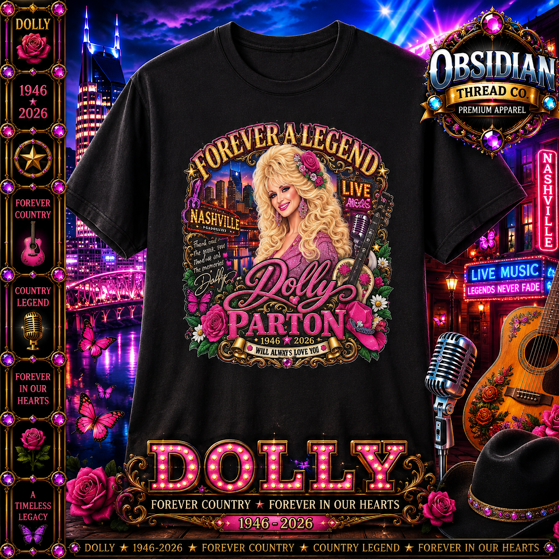 Dolly Parton RIP Shirt Memorial Tribute 1946-2026 Nashville Country Unisex Tee product preview