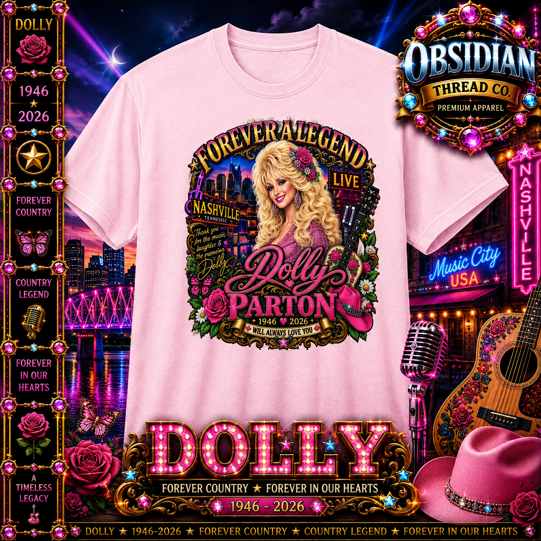 Dolly Parton RIP Shirt Memorial Tribute 1946-2026 Nashville Country Unisex Tee color preview 2