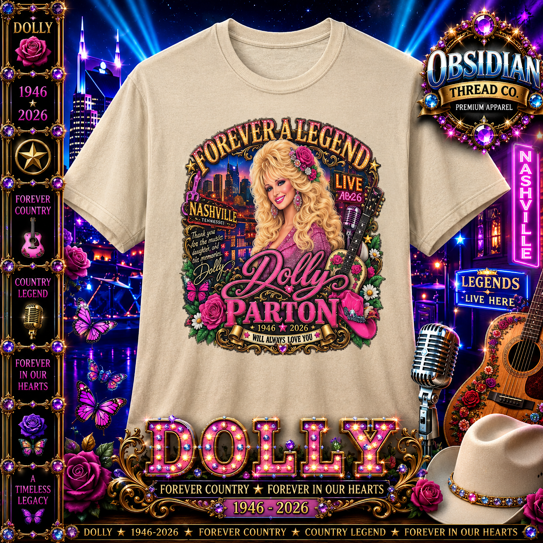 Dolly Parton RIP Shirt Memorial Tribute 1946-2026 Nashville Country Unisex Tee color preview 4