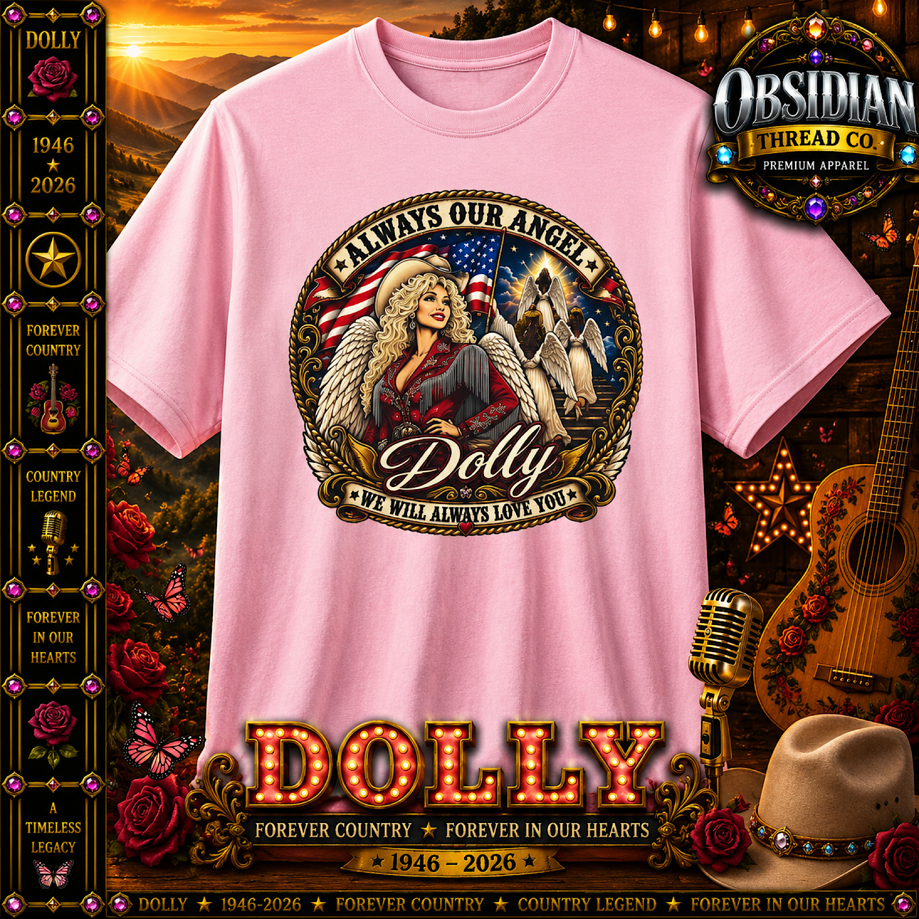 Dolly Parton Memorial Tribute Shirt RIP 1946-2026 Country Music Tee Unisex color preview 3