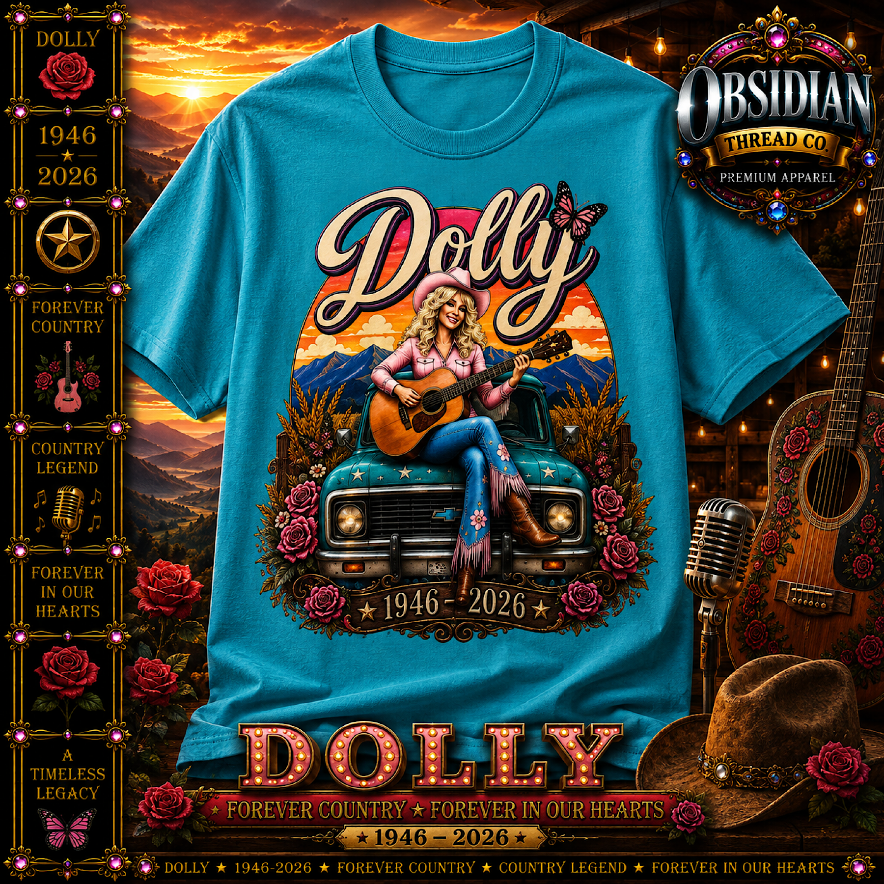 Dolly Parton Memorial Tribute Shirt RIP 1946-2026 Forever Country Unisex Tee color preview 2