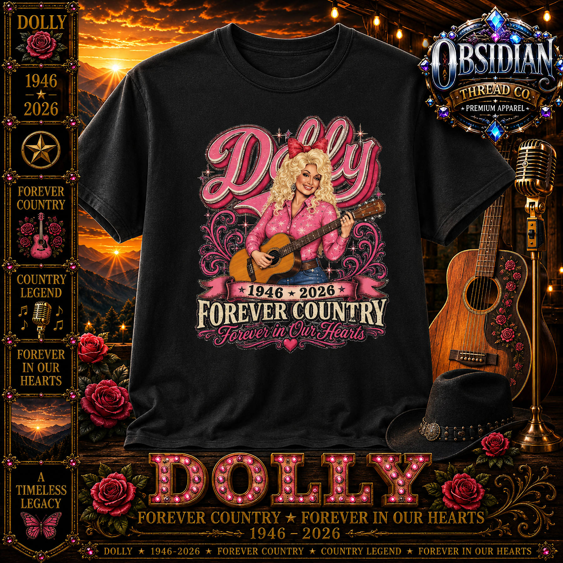 Dolly Parton RIP Shirt Memorial Tribute 1946-2026 Forever Country Unisex Tee product preview