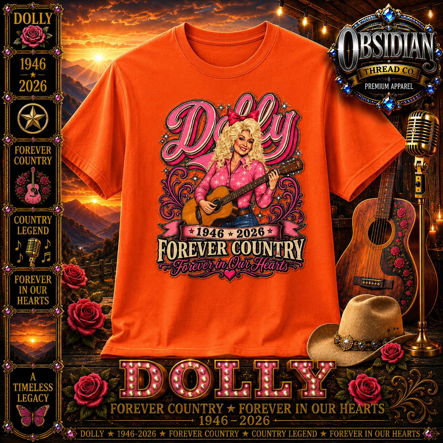 Dolly Parton RIP Shirt Memorial Tribute 1946-2026 Forever Country Unisex Tee color preview 4