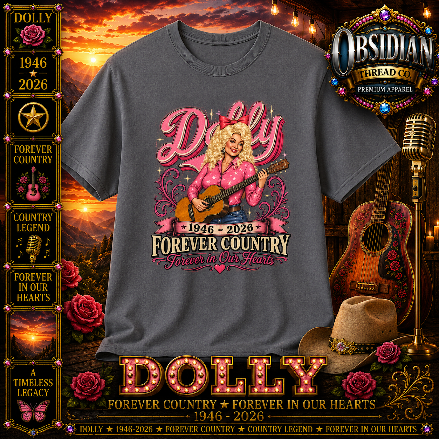 Dolly Parton RIP Shirt Memorial Tribute 1946-2026 Forever Country Unisex Tee color preview 2