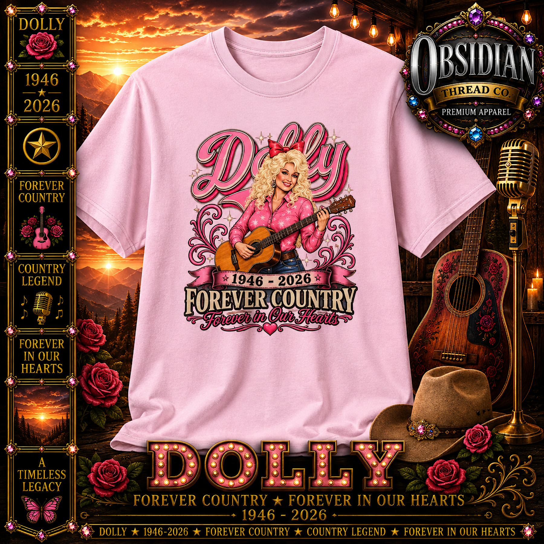 Dolly Parton RIP Shirt Memorial Tribute 1946-2026 Forever Country Unisex Tee color preview 3
