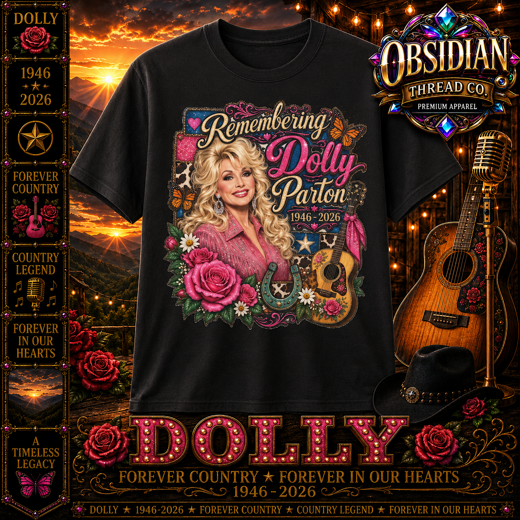 Dolly Parton Unisex Shirt Memorial Tribute 1946-2026 Country Music Forever Tee product preview