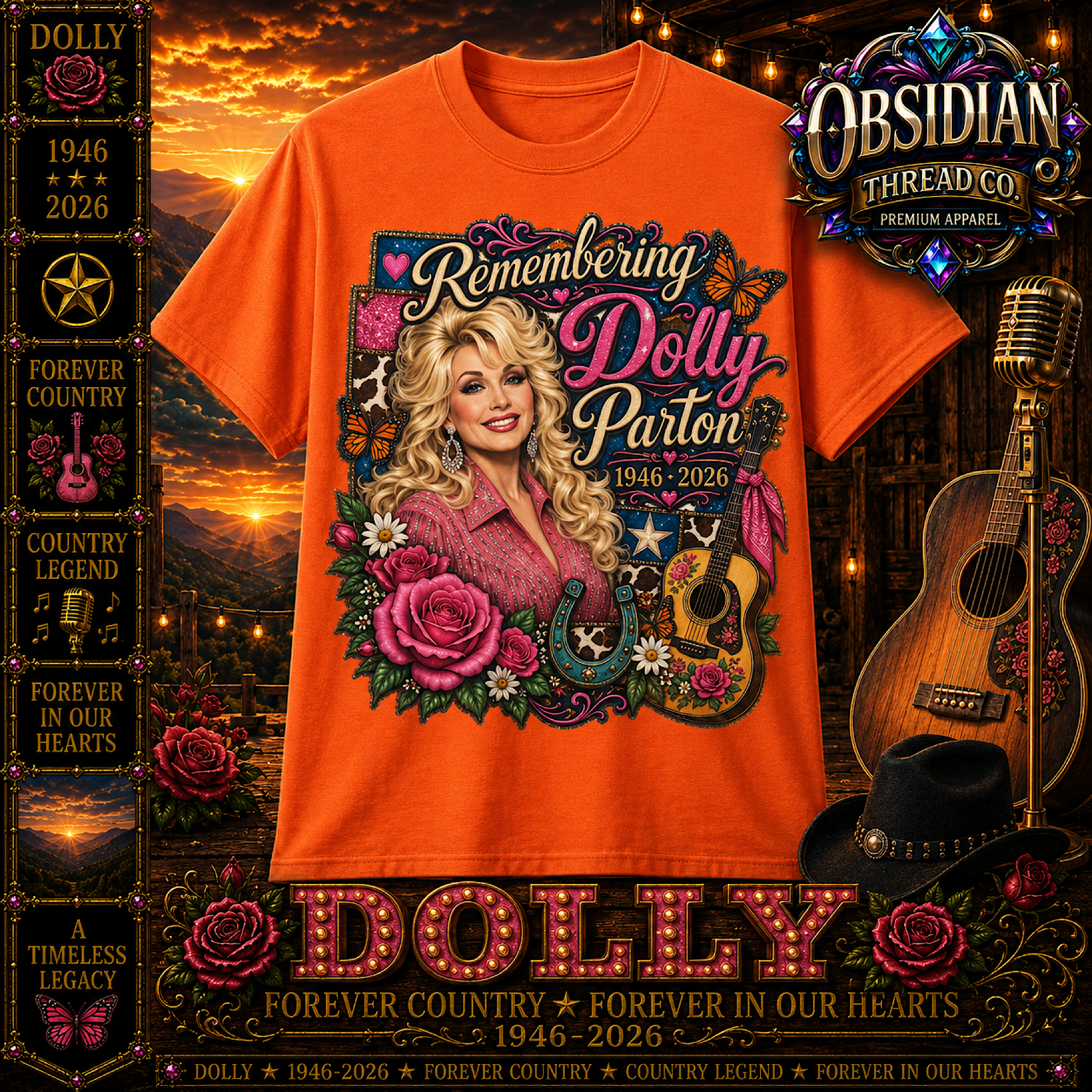 Dolly Parton Unisex Shirt Memorial Tribute 1946-2026 Country Music Forever Tee color preview 4