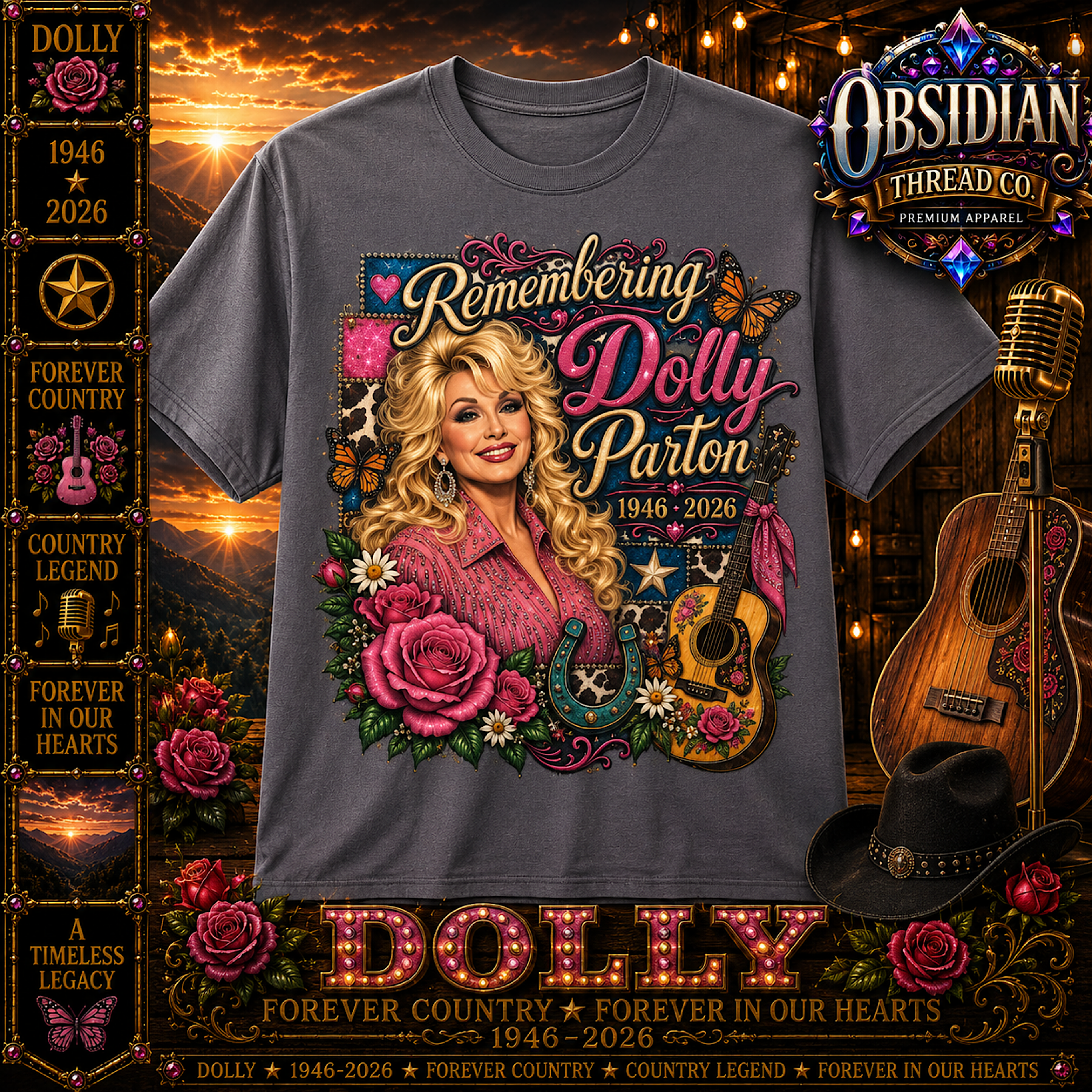 Dolly Parton Unisex Shirt Memorial Tribute 1946-2026 Country Music Forever Tee color preview 2