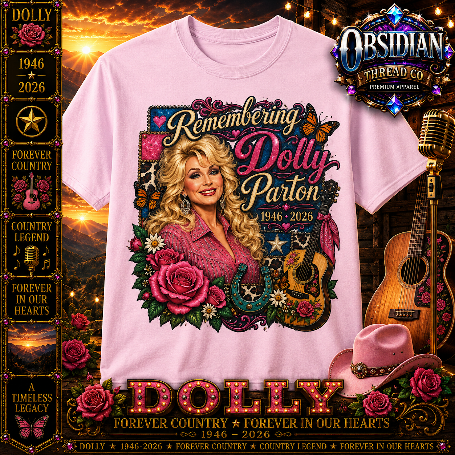 Dolly Parton Unisex Shirt Memorial Tribute 1946-2026 Country Music Forever Tee color preview 3