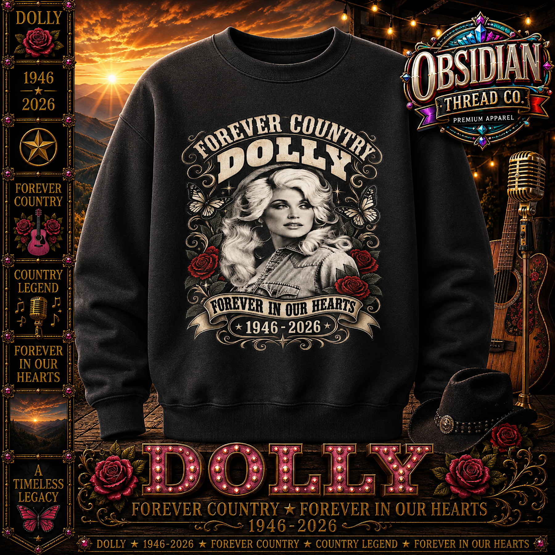 Dolly Parton Memorial Tribute Shirt Unisex Gildan Crewneck Sweatshirt 1946-2026 product preview