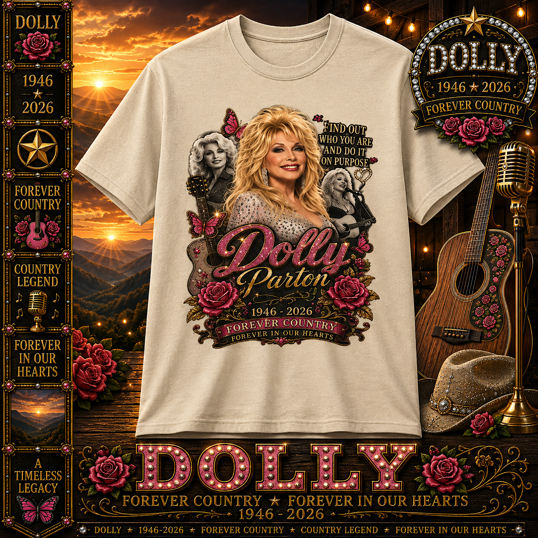 RIP Dolly Parton Memorial Tribute Shirt Forever Country 1946-2026 Country Music  product preview