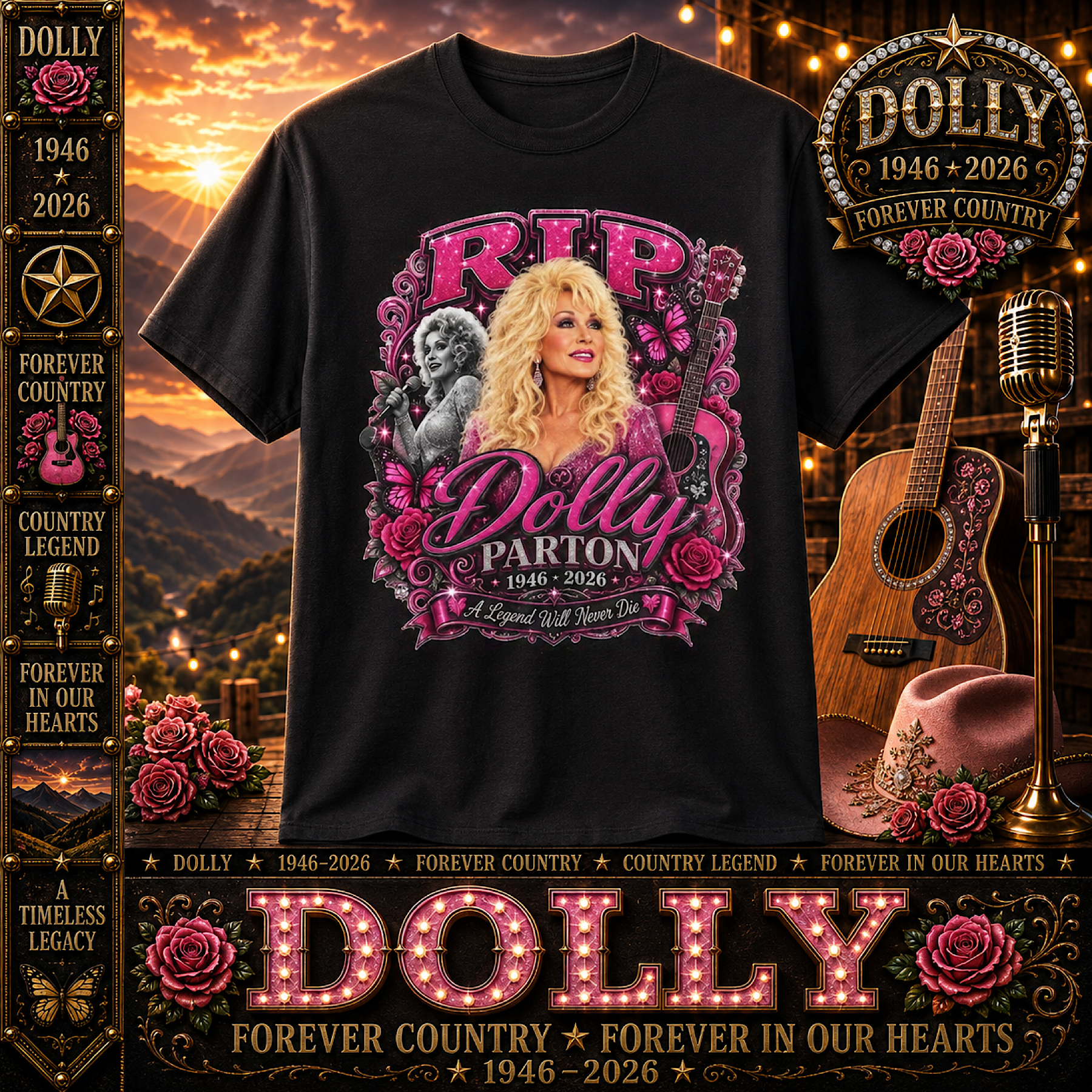 Dolly Parton Memorial Tribute Shirt Forever Country 1946-2026 Country Music RIP product preview