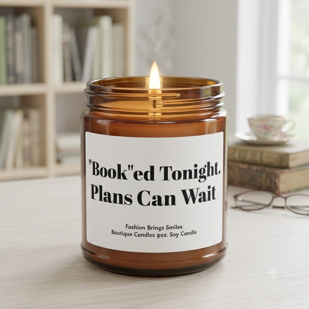 Booked Tonight, Book Lover Candle, Reader Gift, Bookworm Gift, Reading Nook Decor, 9 oz Soy Candle