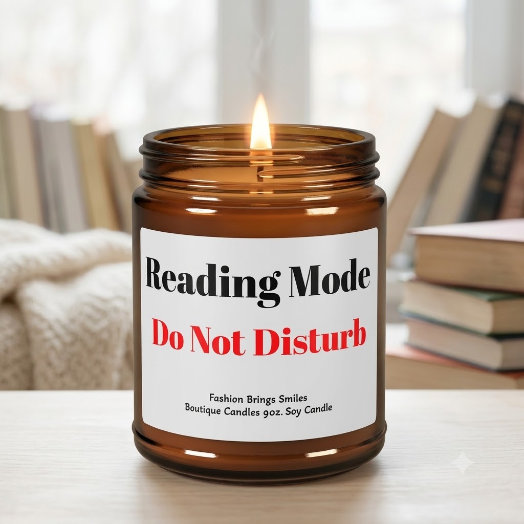 Reading Mode, Book Lover Candle, Reader Gift, Cozy Reading Decor, Bookworm Gift, 9 oz Soy Candle